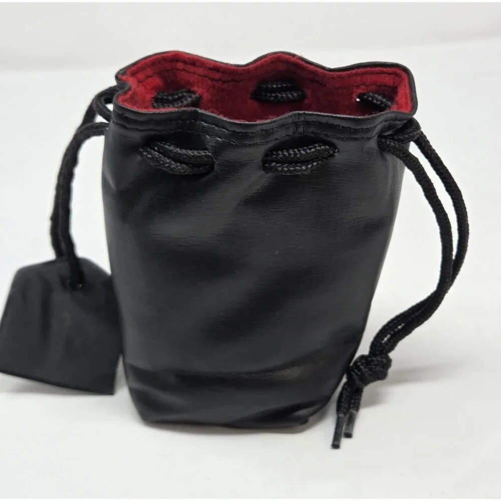 Samigon Vintage Leather Drawstring Lens Pouch Red Felt Interior Camera Bag